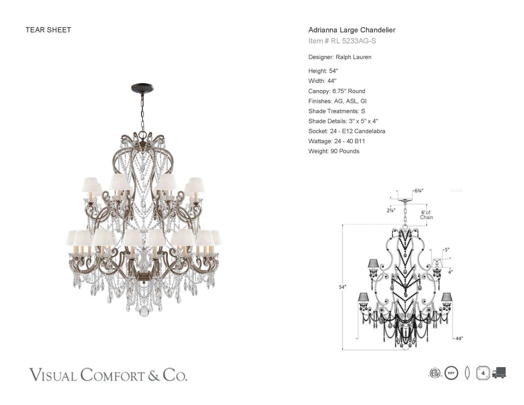 Adrianna Large Chandelier in Antique Gild