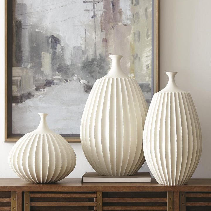 Sawtooth Vase - Rustic White - Large