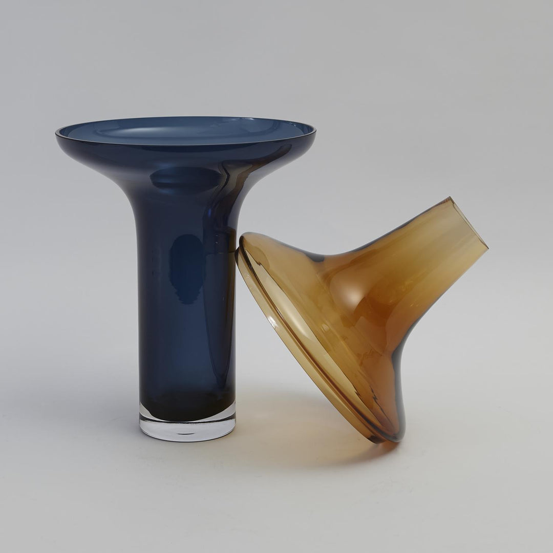 Tall Amber Over Cobalt Vase - Large