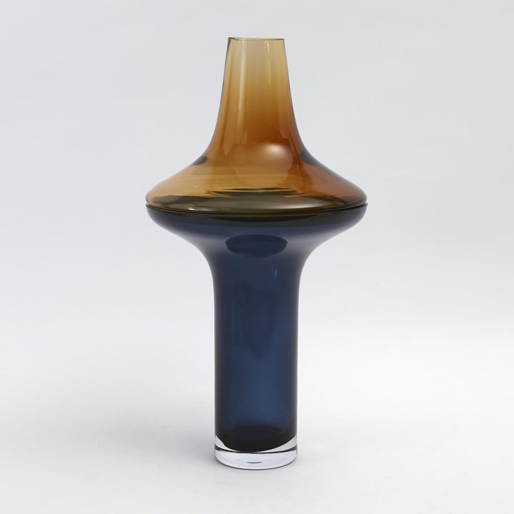Tall Amber Over Cobalt Vase - Large