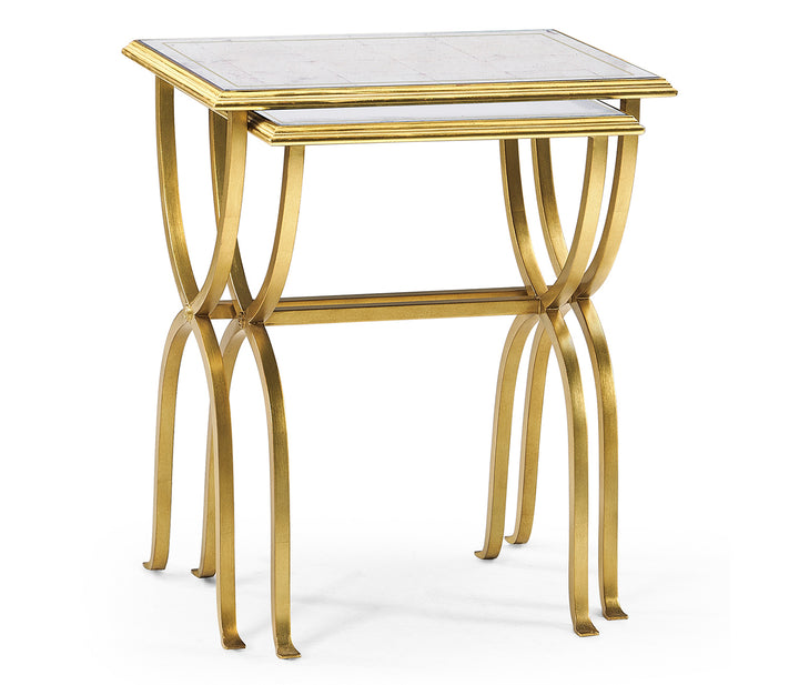 Églomisé & Gilded Iron Nest of Tables