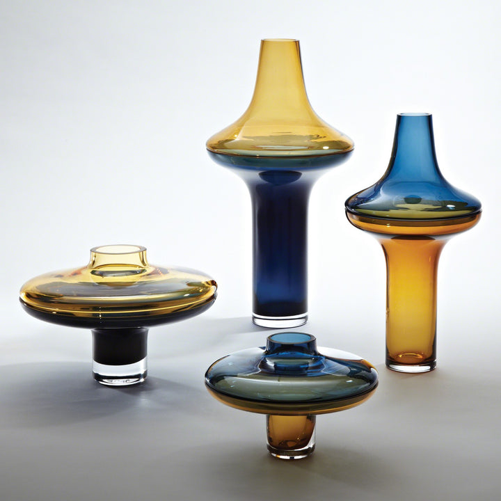 Tall Amber Over Cobalt Vase - Large