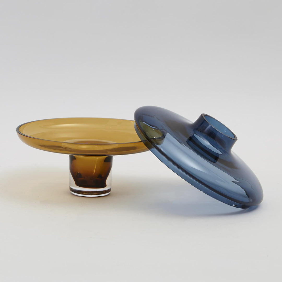 Low Cobalt Over Amber Vase - Small