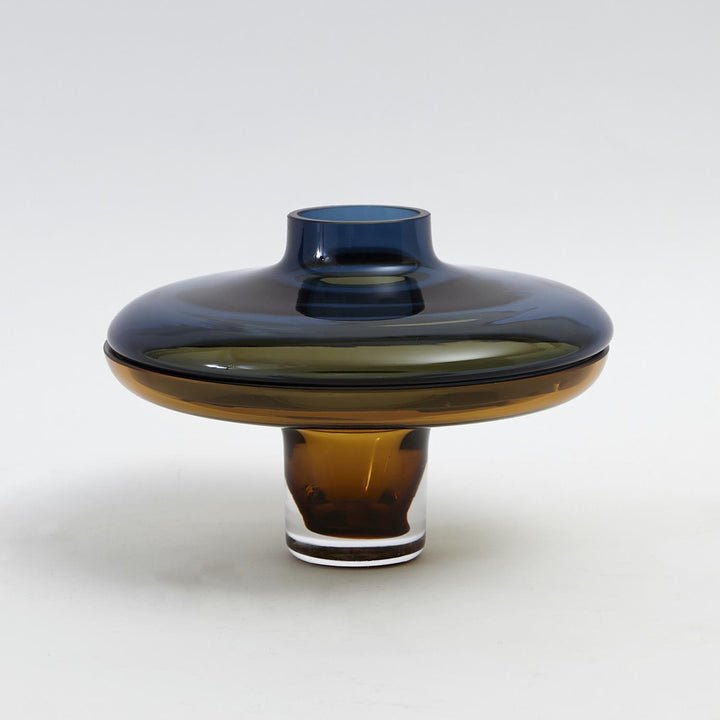 Low Cobalt Over Amber Vase - Small