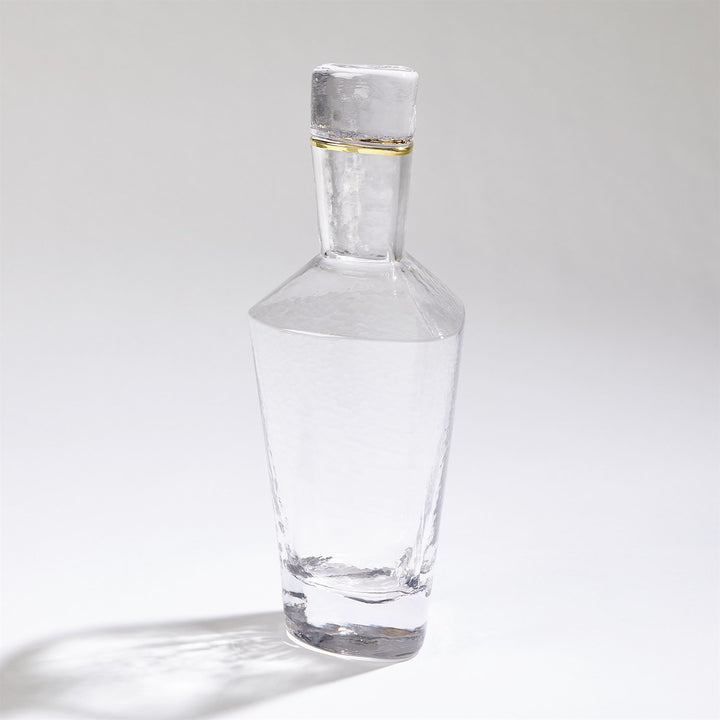 Hammered Decanter - Clear with Gold Rim