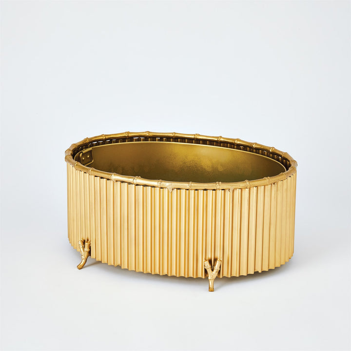 Corrugated Bamboo Cachepot - Brass - Medium