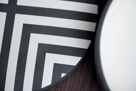 Chevron Round Box - Black & White - Large