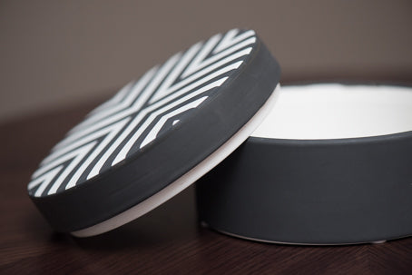 Chevron Round Box - Black & White - Large