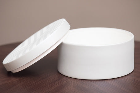 Chevron Round Box - Matte & White - Large