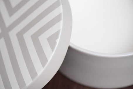 Chevron Round Box - Matte & White - Large