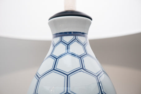 Kenilworth Blue and White Honeycomb Double Gourd Table Lamp