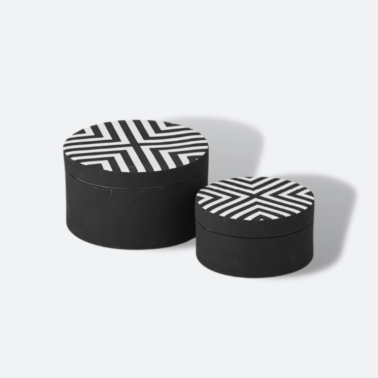 Chevron Round Box - Black & White - Large