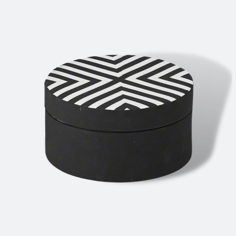 Chevron Round Box - Black & White - Large
