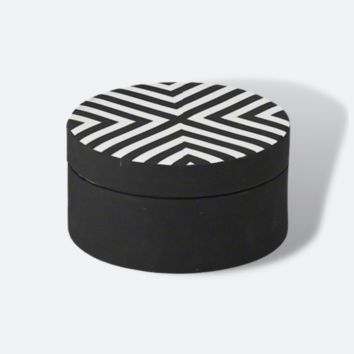 Chevron Round Box - Black & White - Large