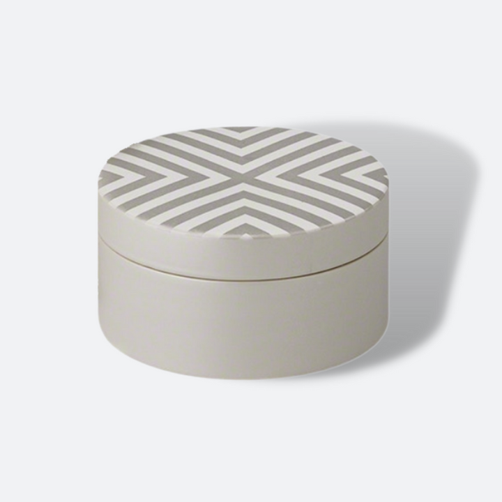 Chevron Round Box - Matte & White - Large