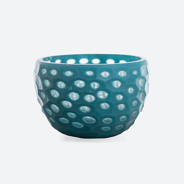 Aqua Chiseled Spotted Glass Bowl