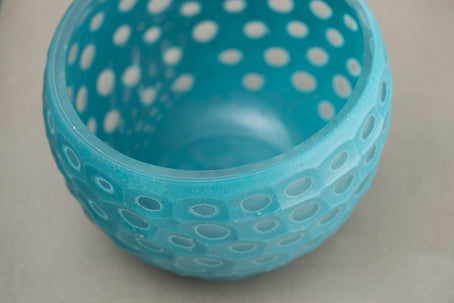 Aqua Chiseled Spotted Glass Bowl