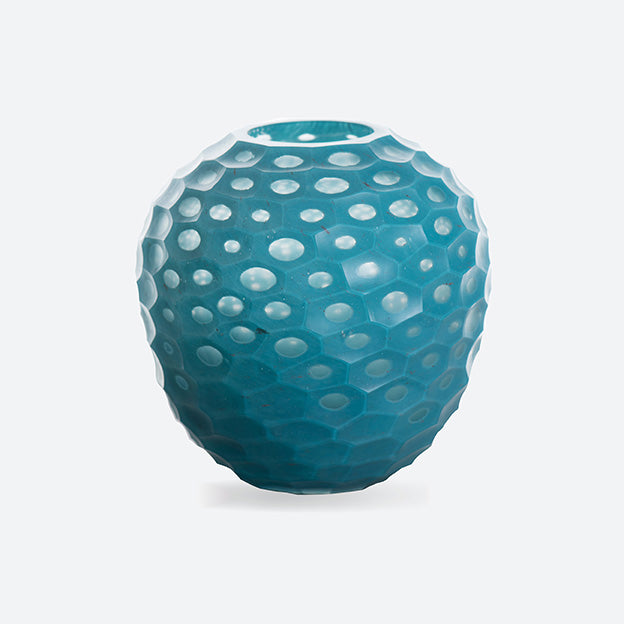 Aqua Chiseled Spotted Glass Vase