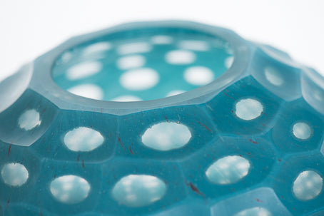 Aqua Chiseled Spotted Glass Vase