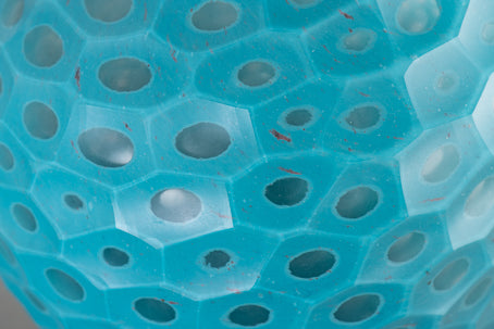 Aqua Chiseled Spotted Glass Vase