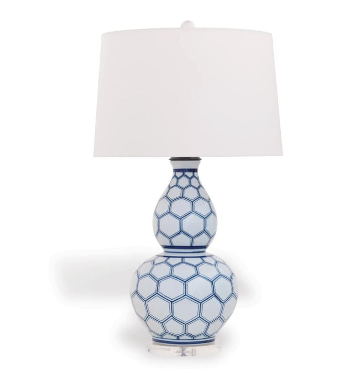 Kenilworth Blue and White Honeycomb Double Gourd Table Lamp