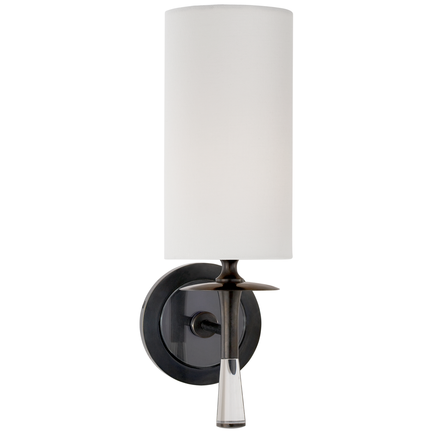 Drunmore Single Sconce in Bronze and Crystal with Linen Shade