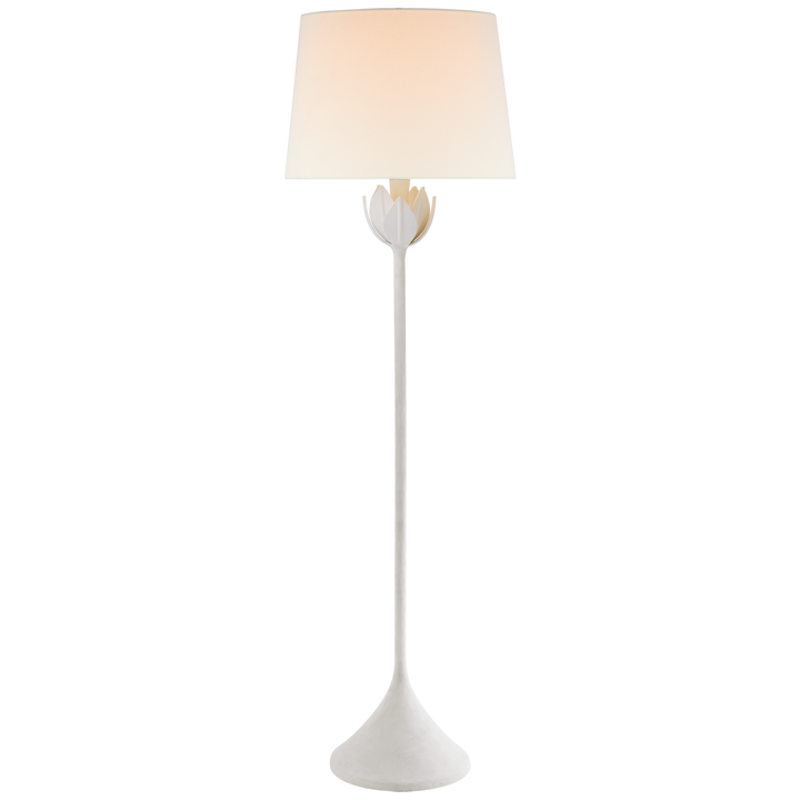Alberto Large Floor Lamp in Plaster White with Linen Shade