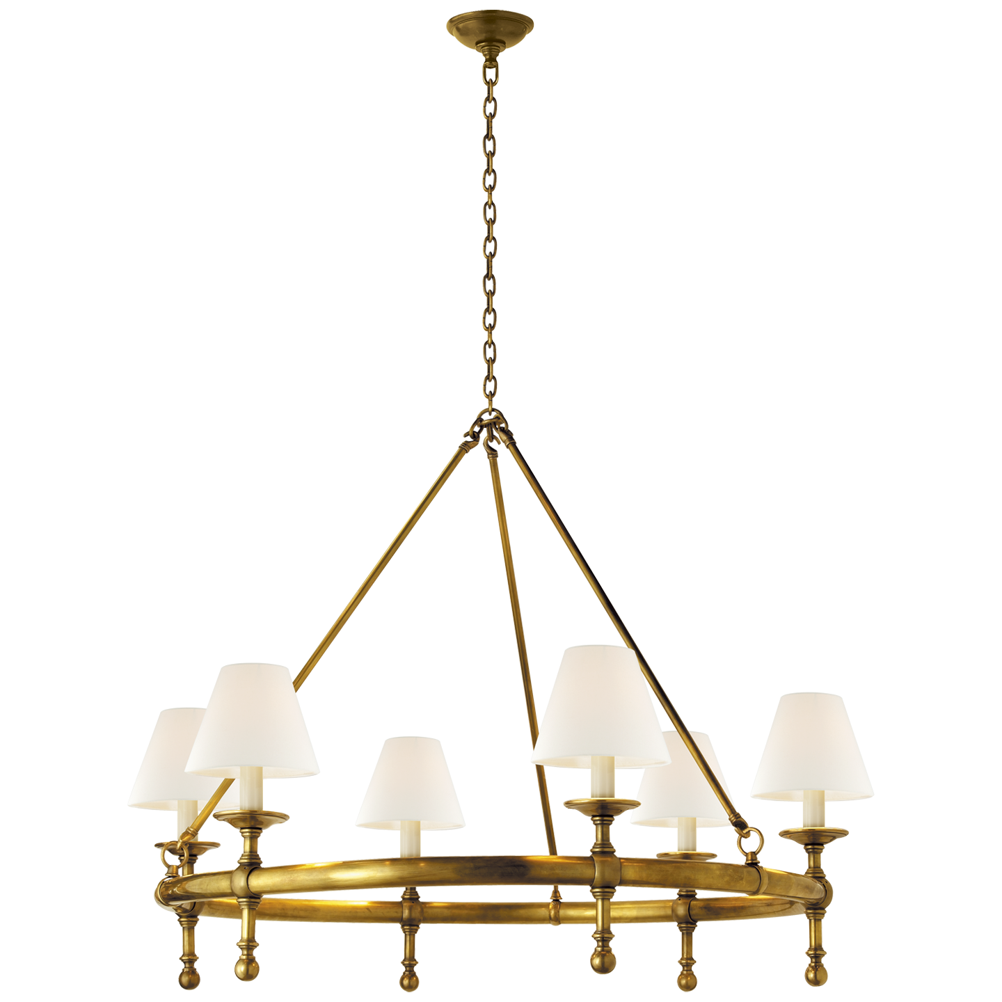Classic Ring Chandelier in Hand-Rubbed Antique Brass with Natural