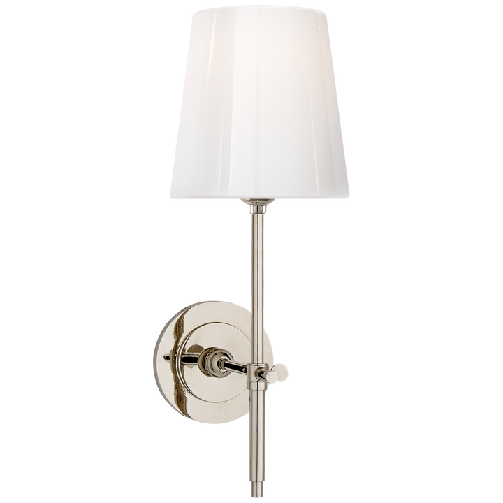 Bryant Sconce in Polished Nickel with White Glass